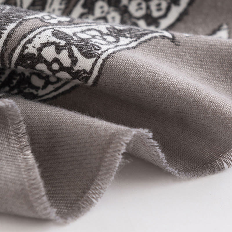 Buddha Stones con stampa floreale etnica tibetana, autunno inverno, morbido e caldo, sciarpa avvolgente - image 8