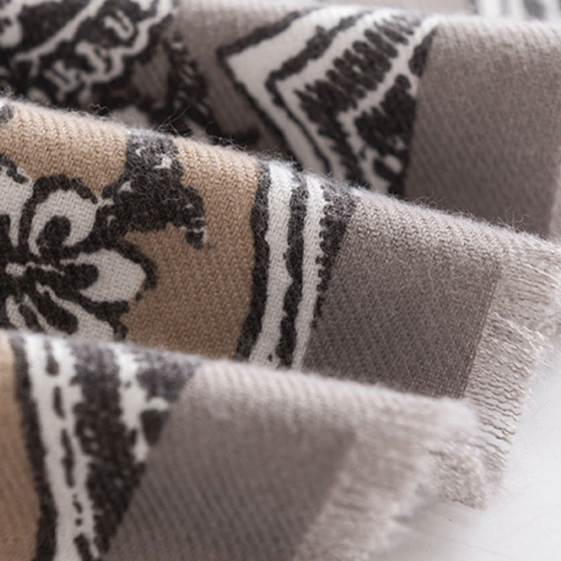 Buddha Stones con stampa floreale etnica tibetana, autunno inverno, morbido e caldo, sciarpa avvolgente - image 7