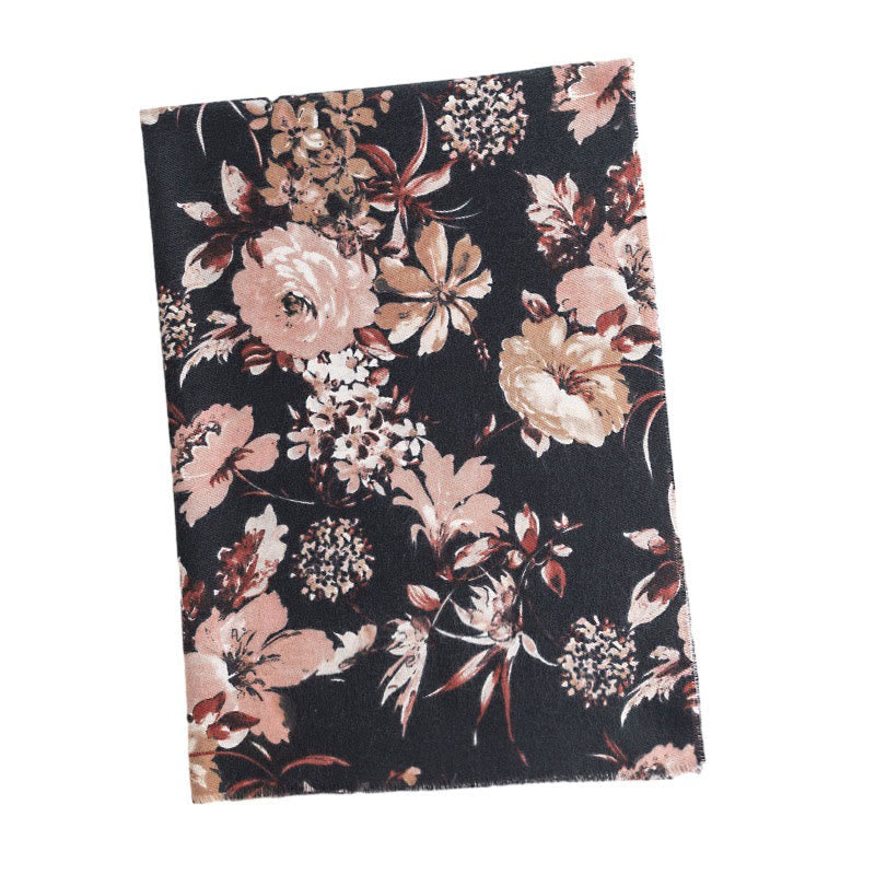 Scialle con stampa di fiori di crisantemo rosa tibetano in fiore Buddha Stones, autunno inverno, morbido e caldo, sciarpa avvolgente