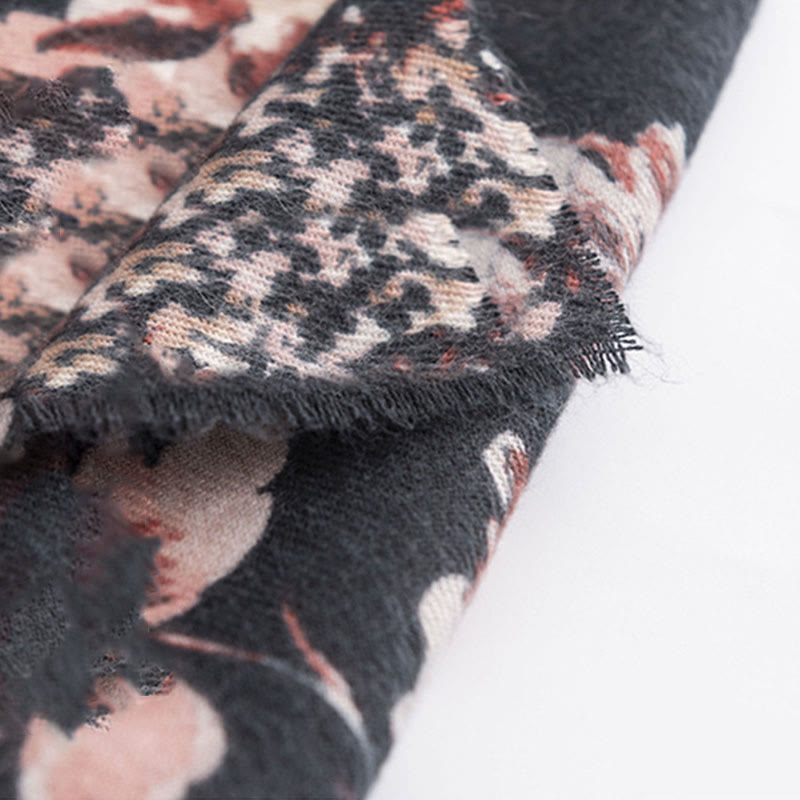 Scialle con stampa di fiori di crisantemo rosa tibetano in fiore Buddha Stones, autunno inverno, morbido e caldo, sciarpa avvolgente - image 4