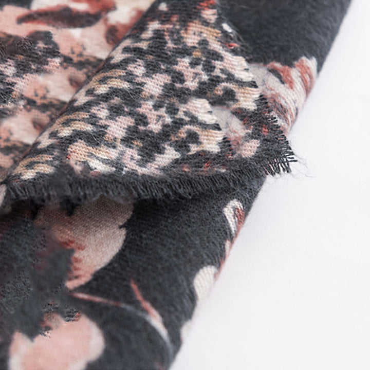 Scialle con stampa di fiori di crisantemo rosa tibetano in fiore Buddha Stones, autunno inverno, morbido e caldo, sciarpa avvolgente - image 4