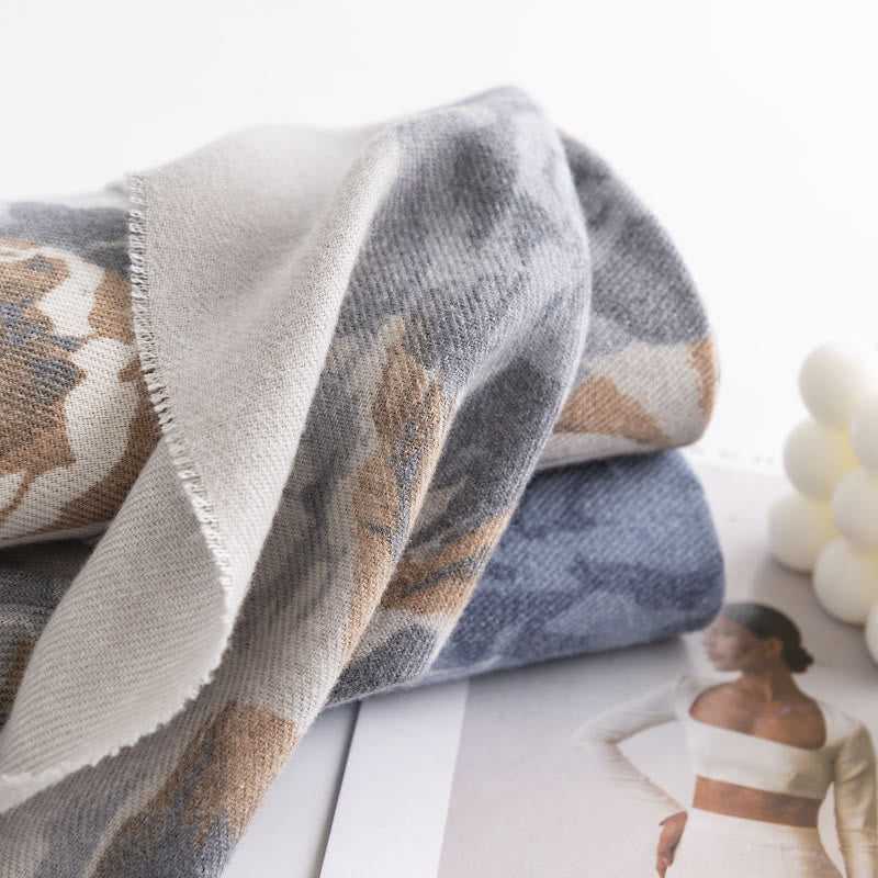 Scialle tibetano con Buddha Stones , etnico, retrò, con stampa di rose, autunno inverno, caldo e accogliente, sciarpa avvolgente