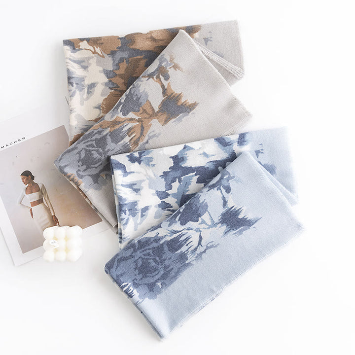 Scialle tibetano con Buddha Stones , etnico, retrò, con stampa di rose, autunno inverno, caldo e accogliente, sciarpa avvolgente - image 1