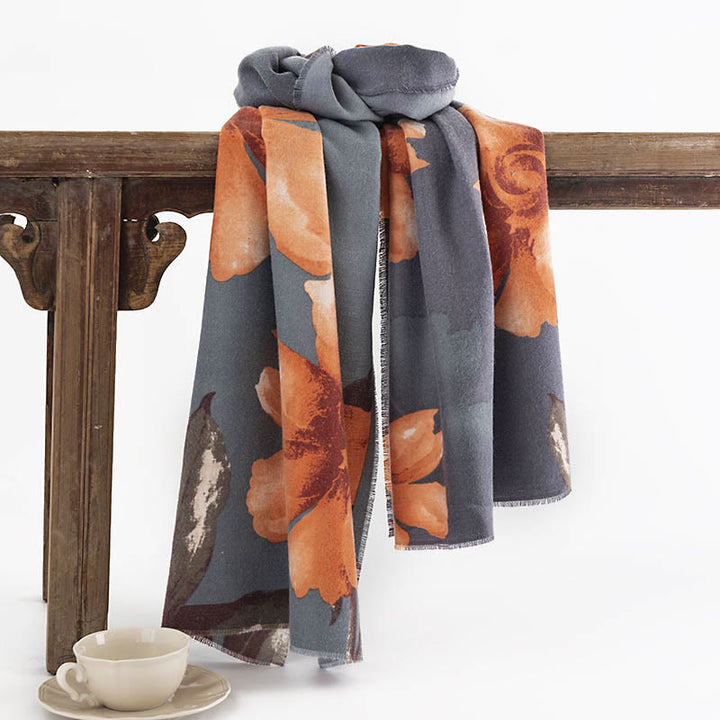 Scialle tibetano Buddha Stones , stile artistico, stampa ibisco siriano, autunno inverno, sciarpa calda e accogliente