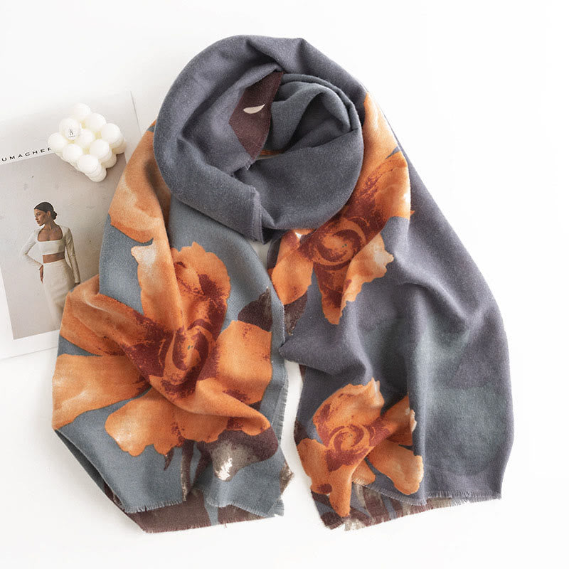 Scialle tibetano Buddha Stones , stile artistico, stampa ibisco siriano, autunno inverno, sciarpa calda e accogliente