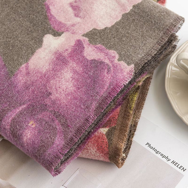 Scialle tibetano Buddha Stones , stile artistico, stampa ibisco siriano, autunno inverno, sciarpa calda e accogliente - image 22