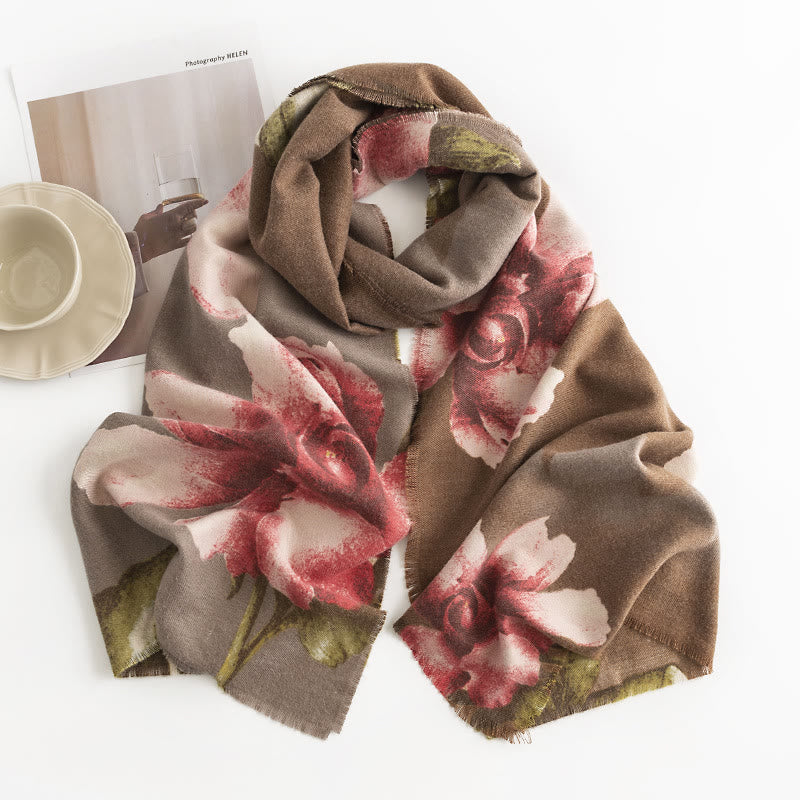 Scialle tibetano Buddha Stones , stile artistico, stampa ibisco siriano, autunno inverno, sciarpa calda e accogliente