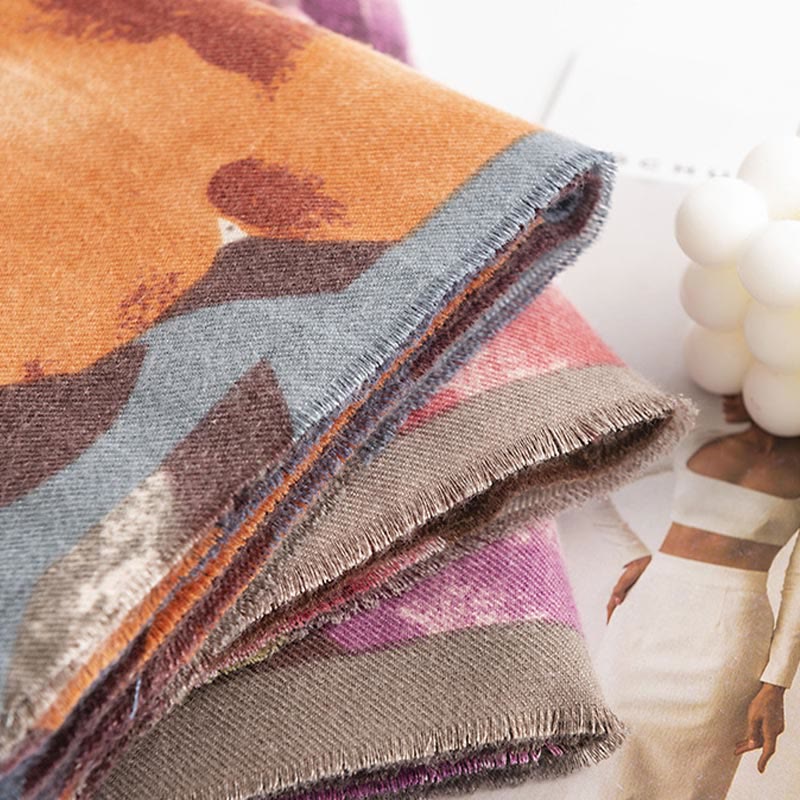 Scialle tibetano Buddha Stones , stile artistico, stampa ibisco siriano, autunno inverno, sciarpa calda e accogliente - image 21