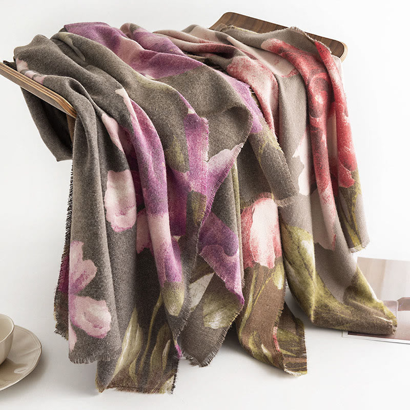 Scialle tibetano Buddha Stones , stile artistico, stampa ibisco siriano, autunno inverno, sciarpa calda e accogliente