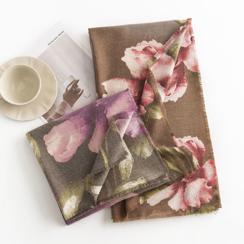 Scialle tibetano Buddha Stones , stile artistico, stampa ibisco siriano, autunno inverno, sciarpa calda e accogliente - image 10