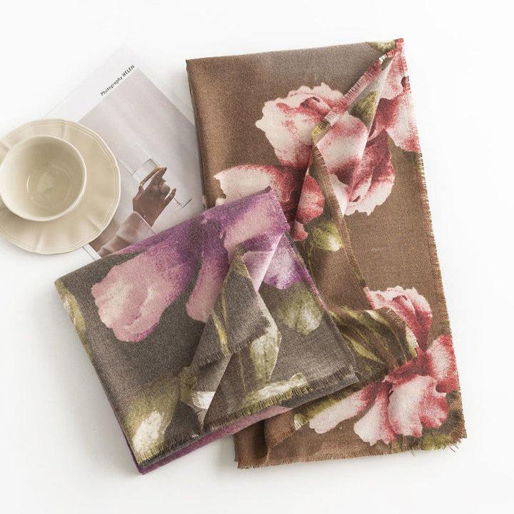 Scialle tibetano Buddha Stones , stile artistico, stampa ibisco siriano, autunno inverno, sciarpa calda e accogliente - image 10