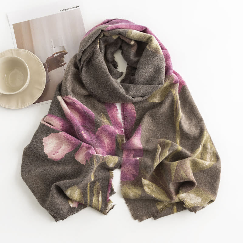Scialle tibetano Buddha Stones , stile artistico, stampa ibisco siriano, autunno inverno, sciarpa calda e accogliente