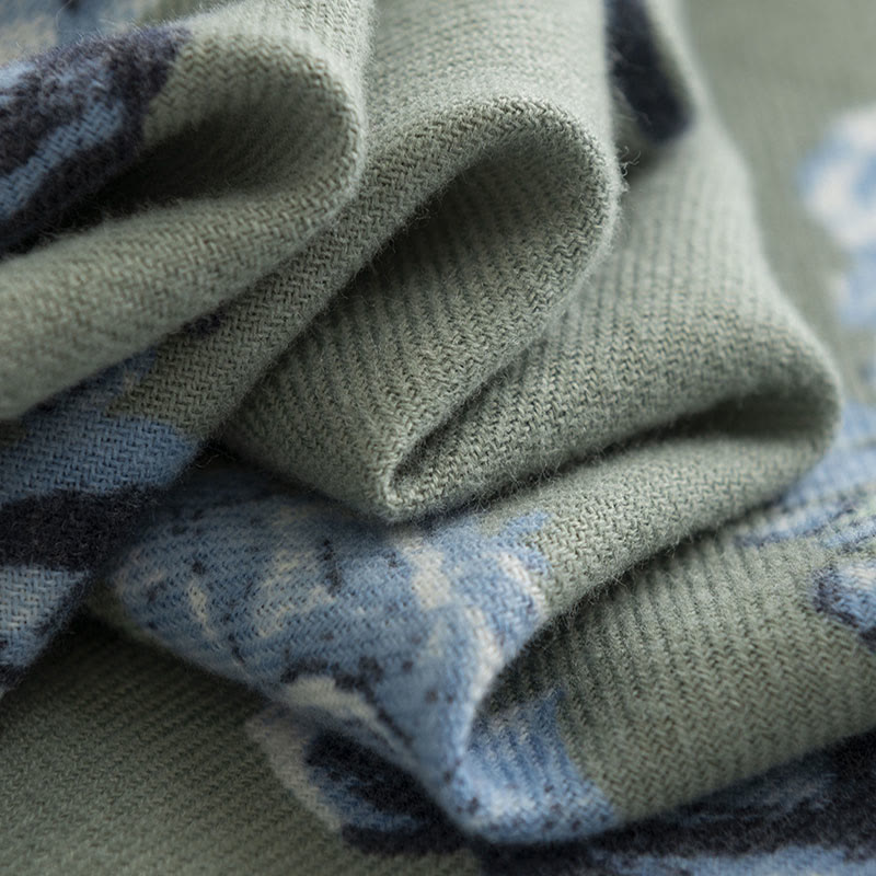 Scialle tibetano Buddha Stones, stile giardino, stampa floreale di rose, autunno inverno, morbido e caldo, sciarpa avvolgente - image 3