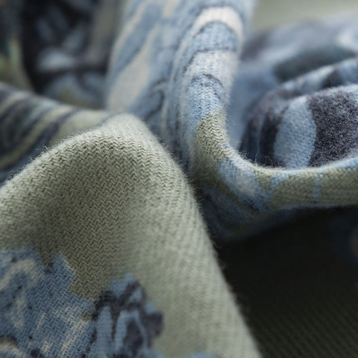 Scialle tibetano Buddha Stones, stile giardino, stampa floreale di rose, autunno inverno, morbido e caldo, sciarpa avvolgente - image 4