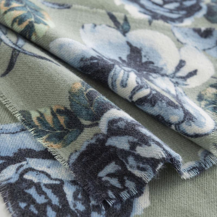 Scialle tibetano Buddha Stones, stile giardino, stampa floreale di rose, autunno inverno, morbido e caldo, sciarpa avvolgente - image 7