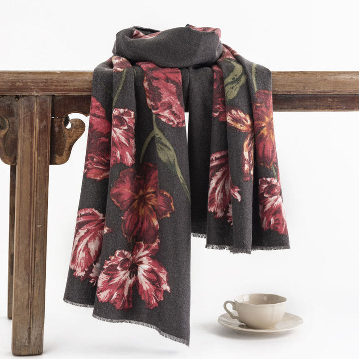Buddha Stones , elegante, con stampa floreale, autunno inverno, morbido e caldo