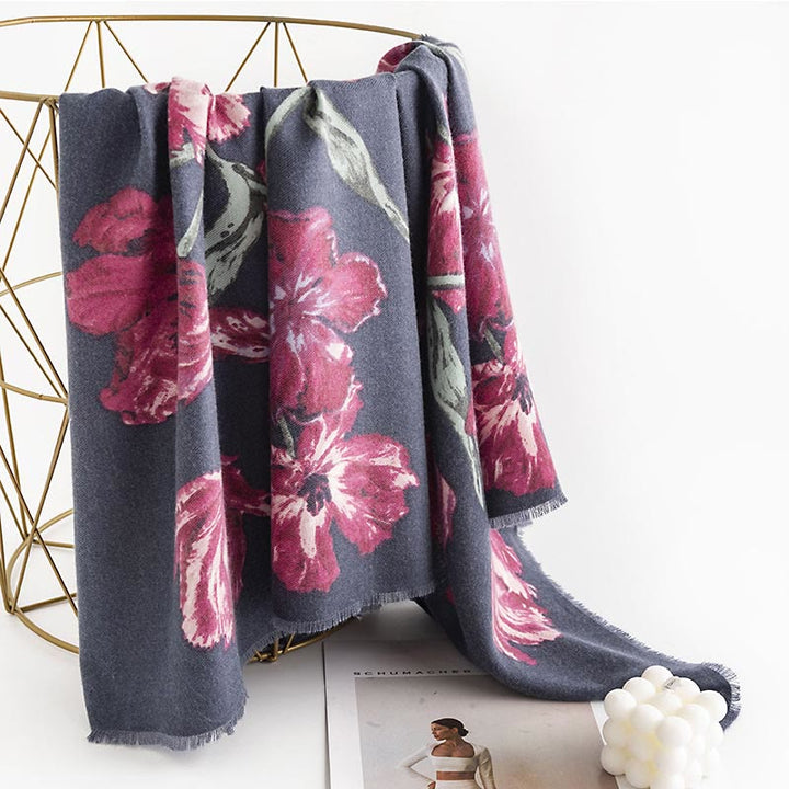 Buddha Stones , elegante, con stampa floreale, autunno inverno, morbido e caldo