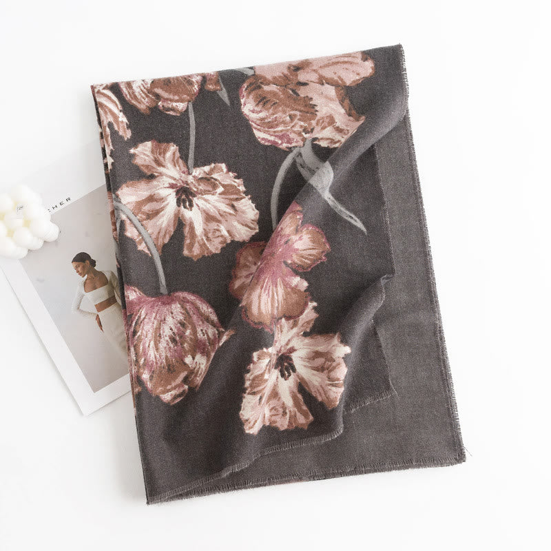 Buddha Stones , elegante, con stampa floreale, autunno inverno, morbido e caldo