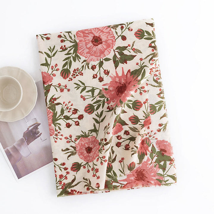 Scialle tibetano Buddha Stones, elegante, dolce, grande, con stampa di fiori e foglie, autunno inverno, morbido e caldo, sciarpa avvolgente - image 1