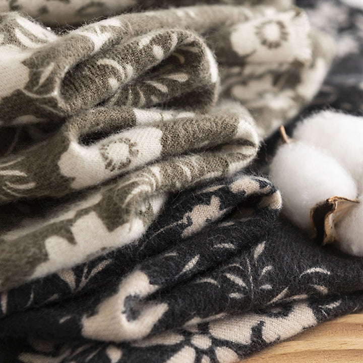 Buddha Stones tibetano con stampa di margherite fresche, autunno inverno, morbido e caldo, da viaggio - image 12