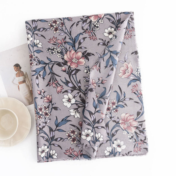 Scialle tibetano Buddha Stones, stampa retrò con camelia japonica in fiore, autunno inverno, morbido e caldo, sciarpa avvolgente - image 2