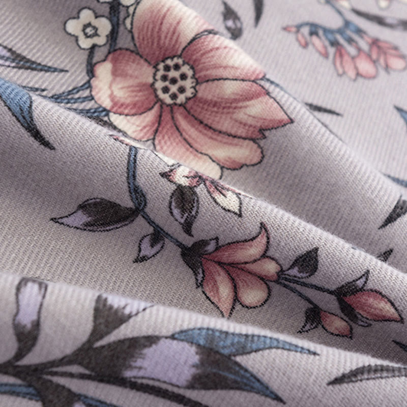 Scialle tibetano Buddha Stones, stampa retrò con camelia japonica in fiore, autunno inverno, morbido e caldo, sciarpa avvolgente - image 6