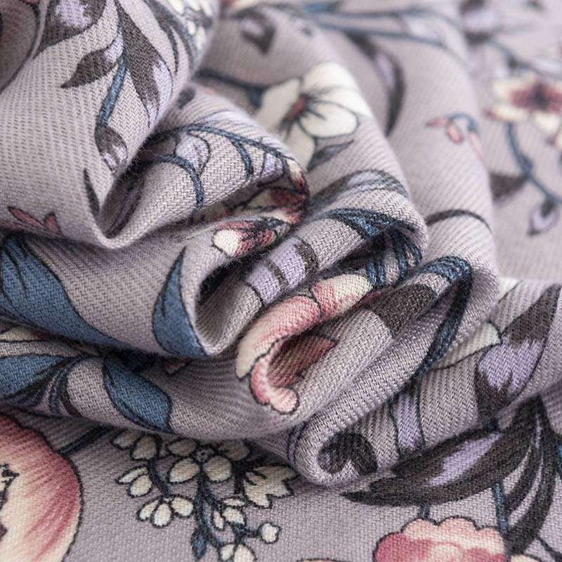 Scialle tibetano Buddha Stones, stampa retrò con camelia japonica in fiore, autunno inverno, morbido e caldo, sciarpa avvolgente - image 3