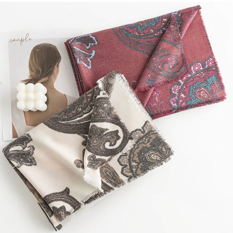 Scialle con stampe paisley tibetane Buddha Stones , autunno inverno, morbido e caldo, sciarpa avvolgente - image 2