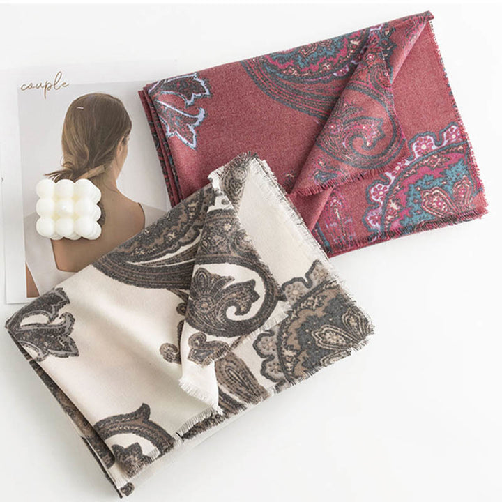 Scialle con stampe paisley tibetane Buddha Stones , autunno inverno, morbido e caldo, sciarpa avvolgente - image 2