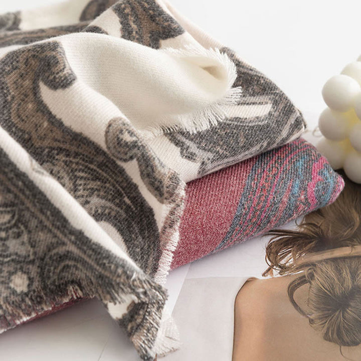 Scialle con stampe paisley tibetane Buddha Stones , autunno inverno, morbido e caldo, sciarpa avvolgente - image 13