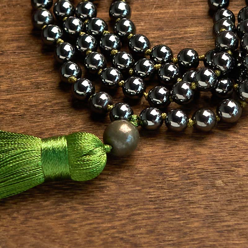 Buddha Stones 108 Mala Beads Pietra naturale Ematite Nappa Bracciale potente