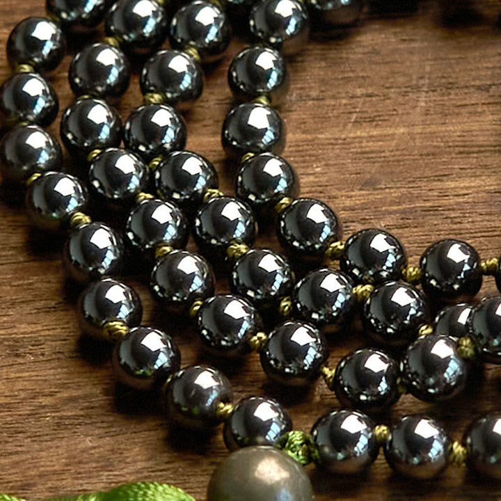 Buddha Stones 108 Mala Beads Pietra naturale Ematite Nappa Bracciale potente - image 4