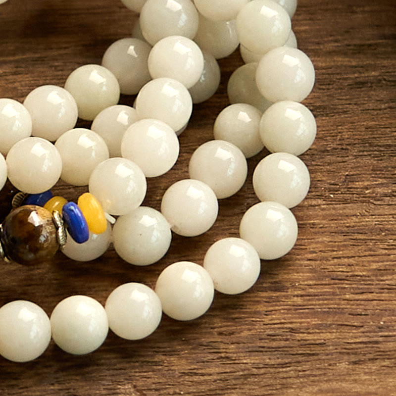 Braccialetto Buddha Stones con 108 perle Mala in quarzite naturale per la ricchezza e la fortuna - image 12