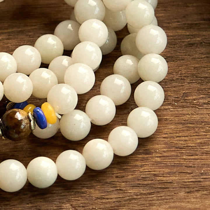 Braccialetto Buddha Stones con 108 perle Mala in quarzite naturale per la ricchezza e la fortuna - image 12