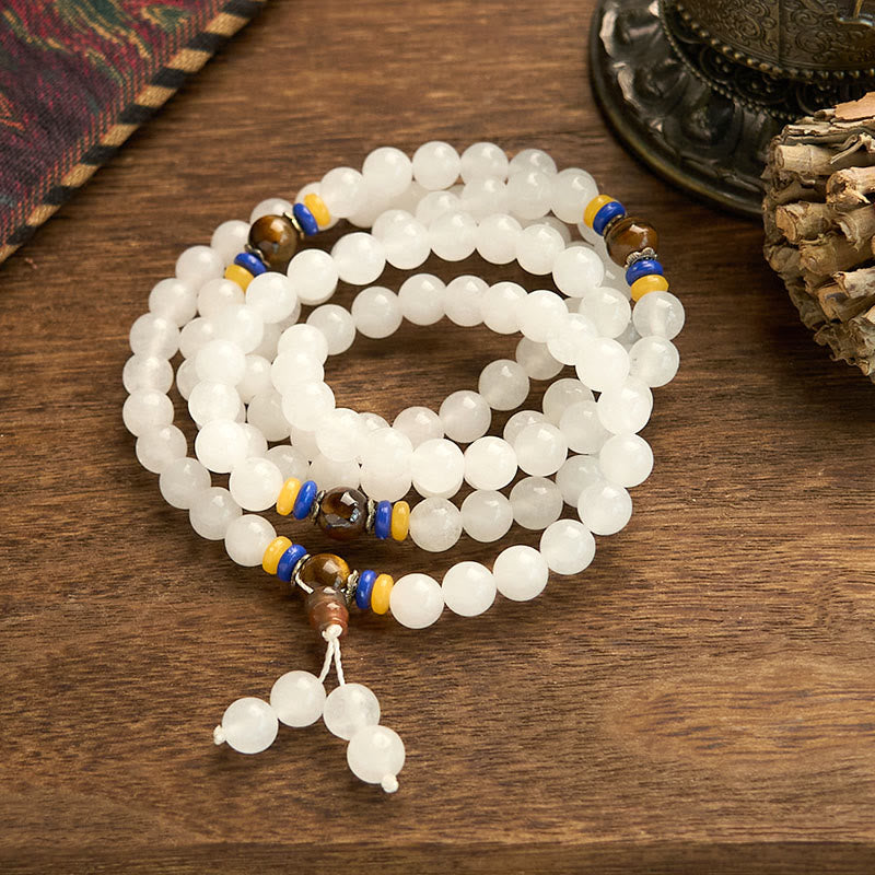 Braccialetto Buddha Stones con 108 perle Mala in quarzite naturale per la ricchezza e la fortuna - image 5