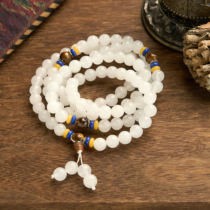 Braccialetto Buddha Stones con 108 perle Mala in quarzite naturale per la ricchezza e la fortuna - image 5