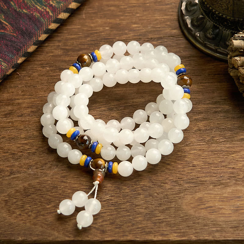 Braccialetto Buddha Stones con 108 perle Mala in quarzite naturale per la ricchezza e la fortuna - image 11