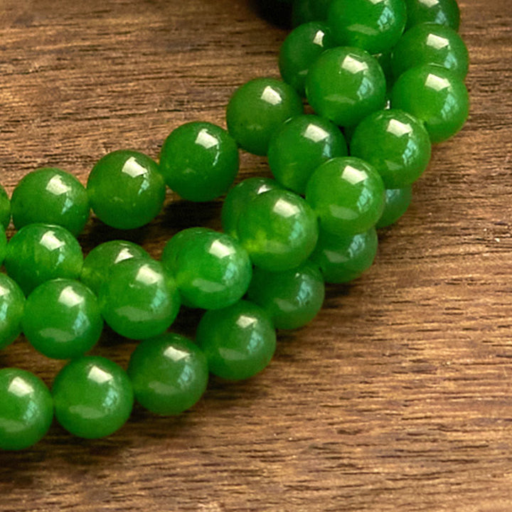 Buddha Stones 108 Mala Beads Braccialetto portafortuna in giada ciano naturale