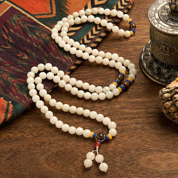Braccialetto Buddha Stones con 108 perle Mala in quarzite naturale per la ricchezza e la fortuna - image 8
