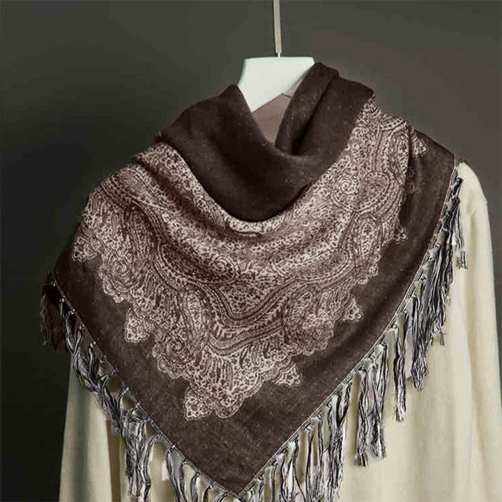 Scialle con stampa floreale colorata in jacquard di anacardi tibetani con Buddha Stones , autunno inverno, sciarpa calda e morbida