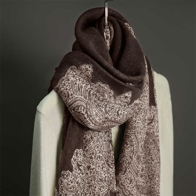 Scialle con stampa floreale colorata in jacquard di anacardi tibetani con Buddha Stones , autunno inverno, sciarpa calda e morbida - image 1