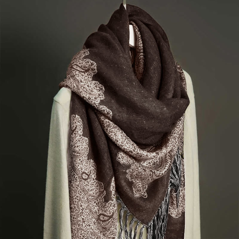 Scialle con stampa floreale colorata in jacquard di anacardi tibetani con Buddha Stones , autunno inverno, sciarpa calda e morbida