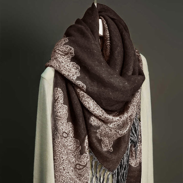 Scialle con stampa floreale colorata in jacquard di anacardi tibetani con Buddha Stones , autunno inverno, sciarpa calda e morbida