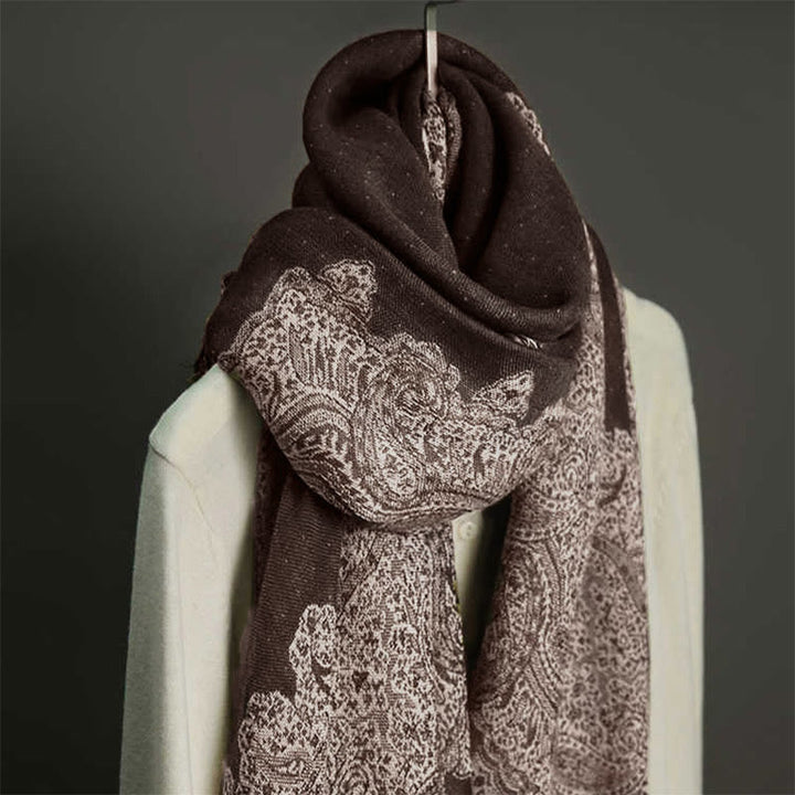 Scialle con stampa floreale colorata in jacquard di anacardi tibetani con Buddha Stones , autunno inverno, sciarpa calda e morbida