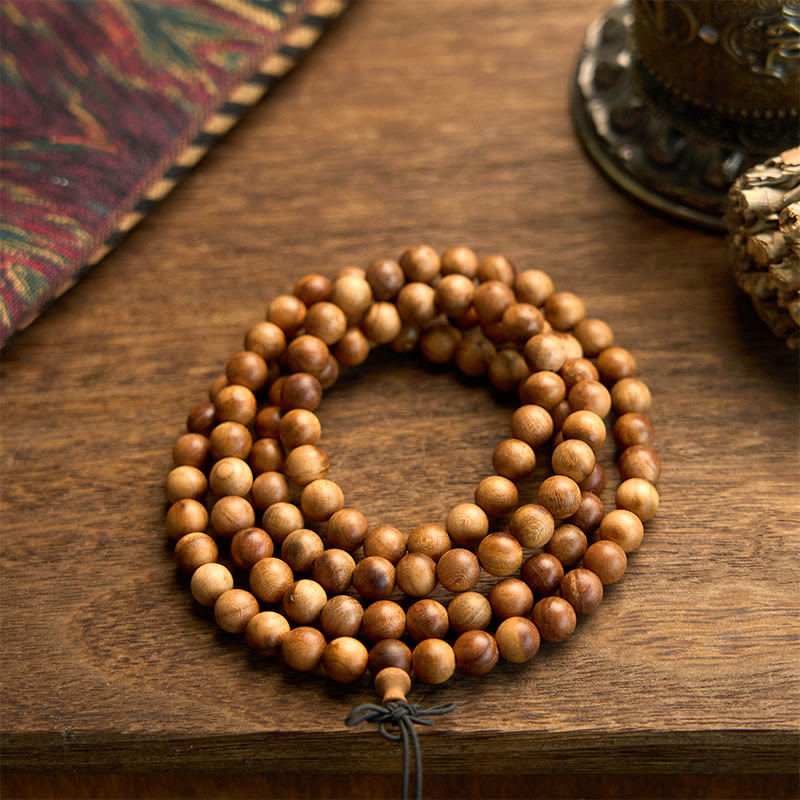 Buddha Stones 108 Mala Beads Lightning Strike Peach Wood Braccialetto di protezione lucidato a mano