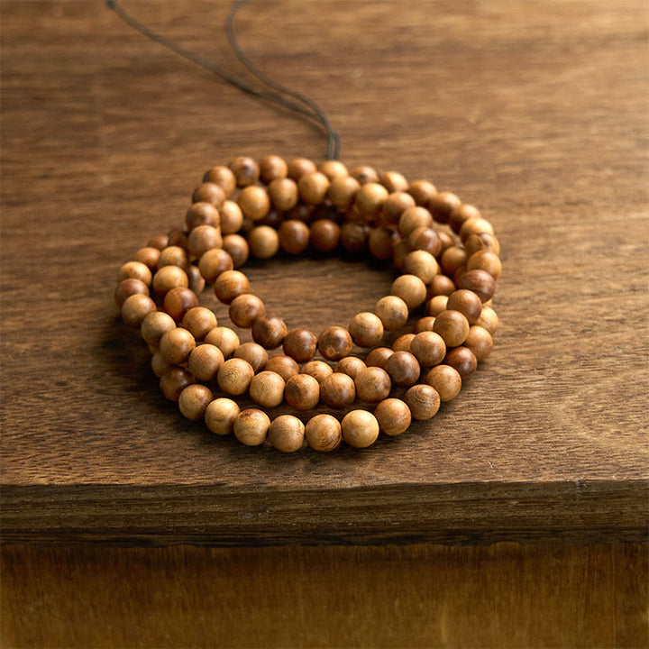 Buddha Stones 108 Mala Beads Lightning Strike Peach Wood Braccialetto di protezione lucidato a mano