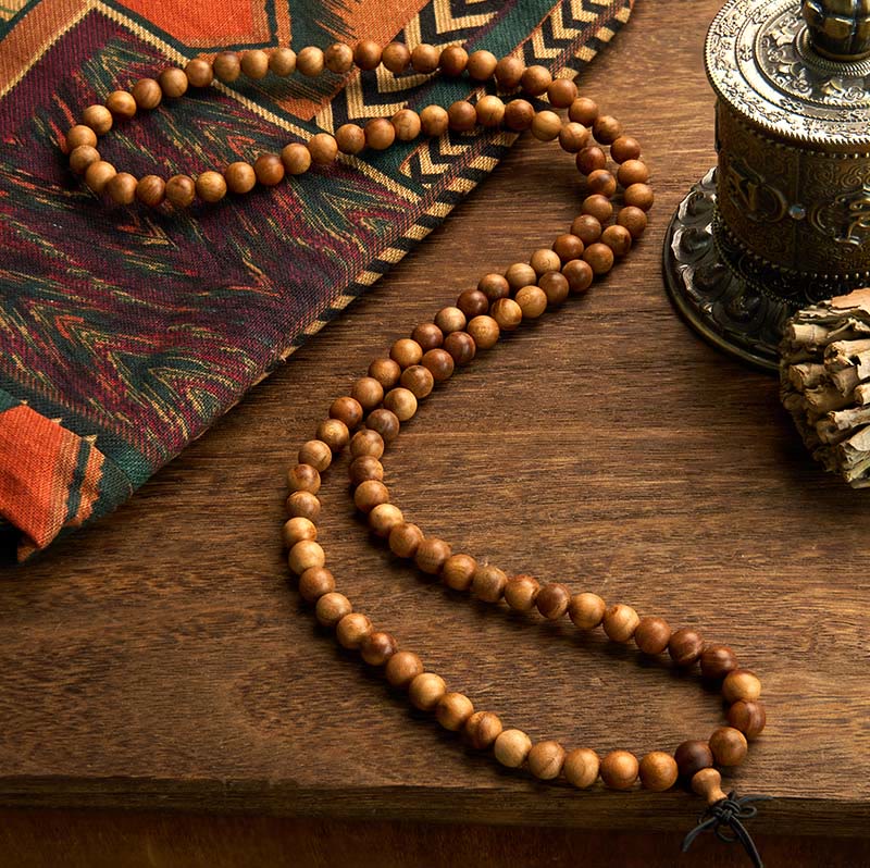 Buddha Stones 108 Mala Beads Lightning Strike Peach Wood Braccialetto di protezione lucidato a mano