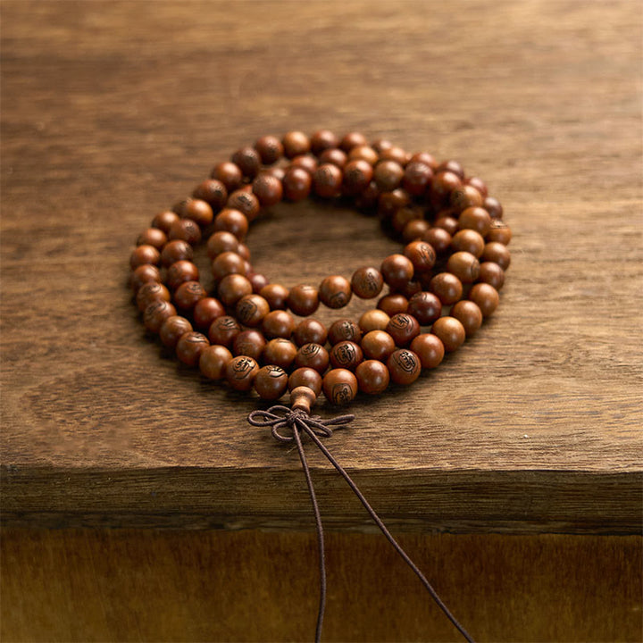 Buddha Stones 108 Mala Beads Legno di Giuggiola Fulmineo Braccialetto di Protezione Mantra Luce Dorata