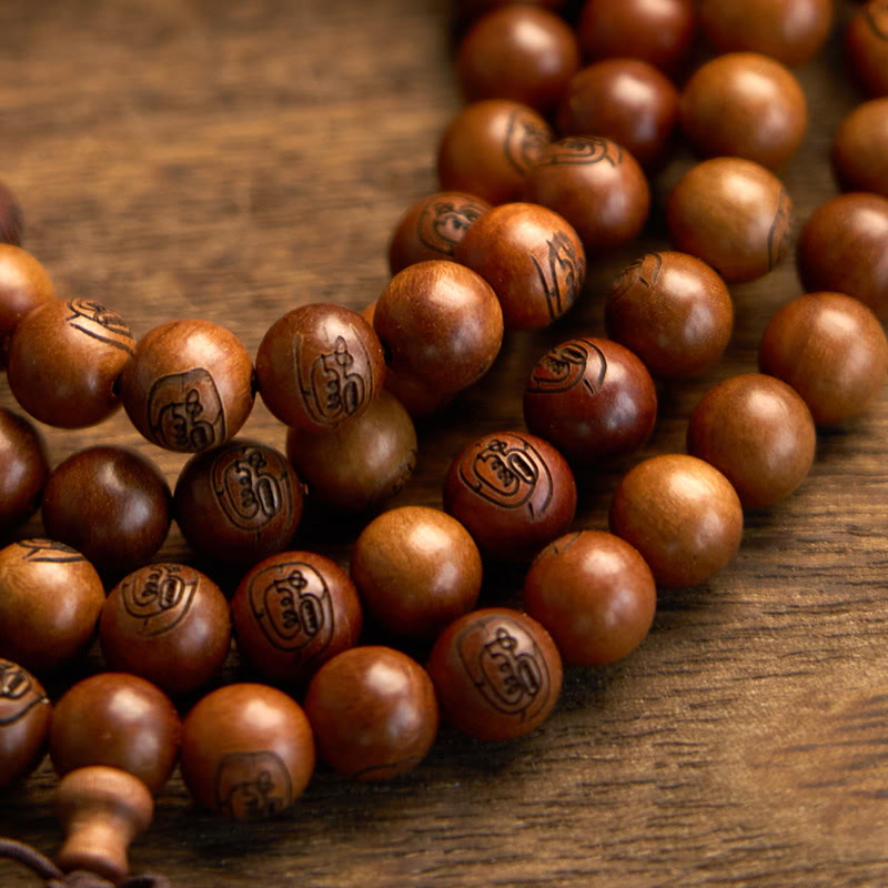 Buddha Stones 108 Mala Beads Legno di Giuggiola Fulmineo Braccialetto di Protezione Mantra Luce Dorata