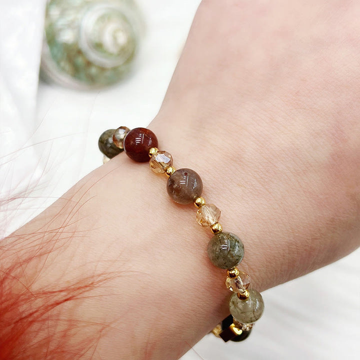 Braccialetto di protezione in quarzo rutilato colorato naturale Buddha Stones Ametista